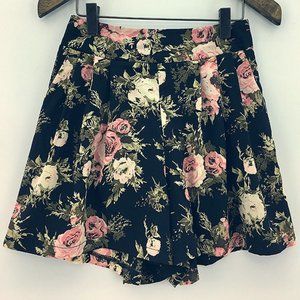 Elastic Floral Print Skort